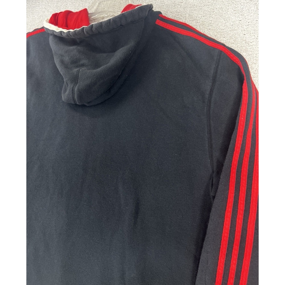 Chicago Bulls Adidas Hoodie Mens 2XL Black Red NBA Basketball 3 Stripes Zip EUC - Picture 7 of 16